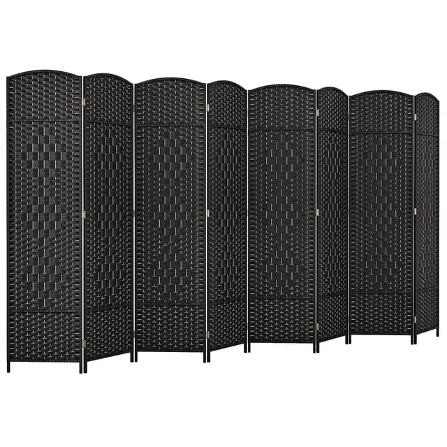 Costway 8-Panel Room Divider 6 FT Tall Folding Privacy Screen with Solid Wood Frame Black