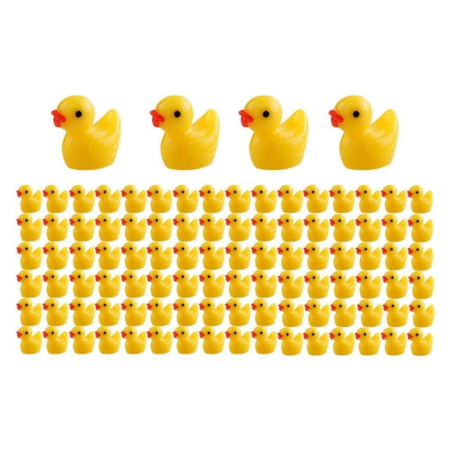 100/200PCS Mini Rubber Ducks Miniature Resin Ducks Yellow Tiny Duckies