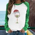 thumbnail image 2 of HKEJIAOI Femme Manches Longues Col Rond T-Shirt Imprimé Verre de Vin de Noël Mode Femmes Mode, 2 of 6