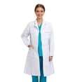 thumbnail image 1 of Elegant White Lab Coat for with Notched Lapel and Slant Pockets - Classic Clinical Jacket for Daily and Lab Environments, 1 of 4