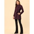 thumbnail image 3 of INSPIRE CHIC Manteau Long Classique pour Femme à Col Montant, Manches Longues, d'Hiver, Ceinturé, Violet Foncé Rouge G, 3 of 6