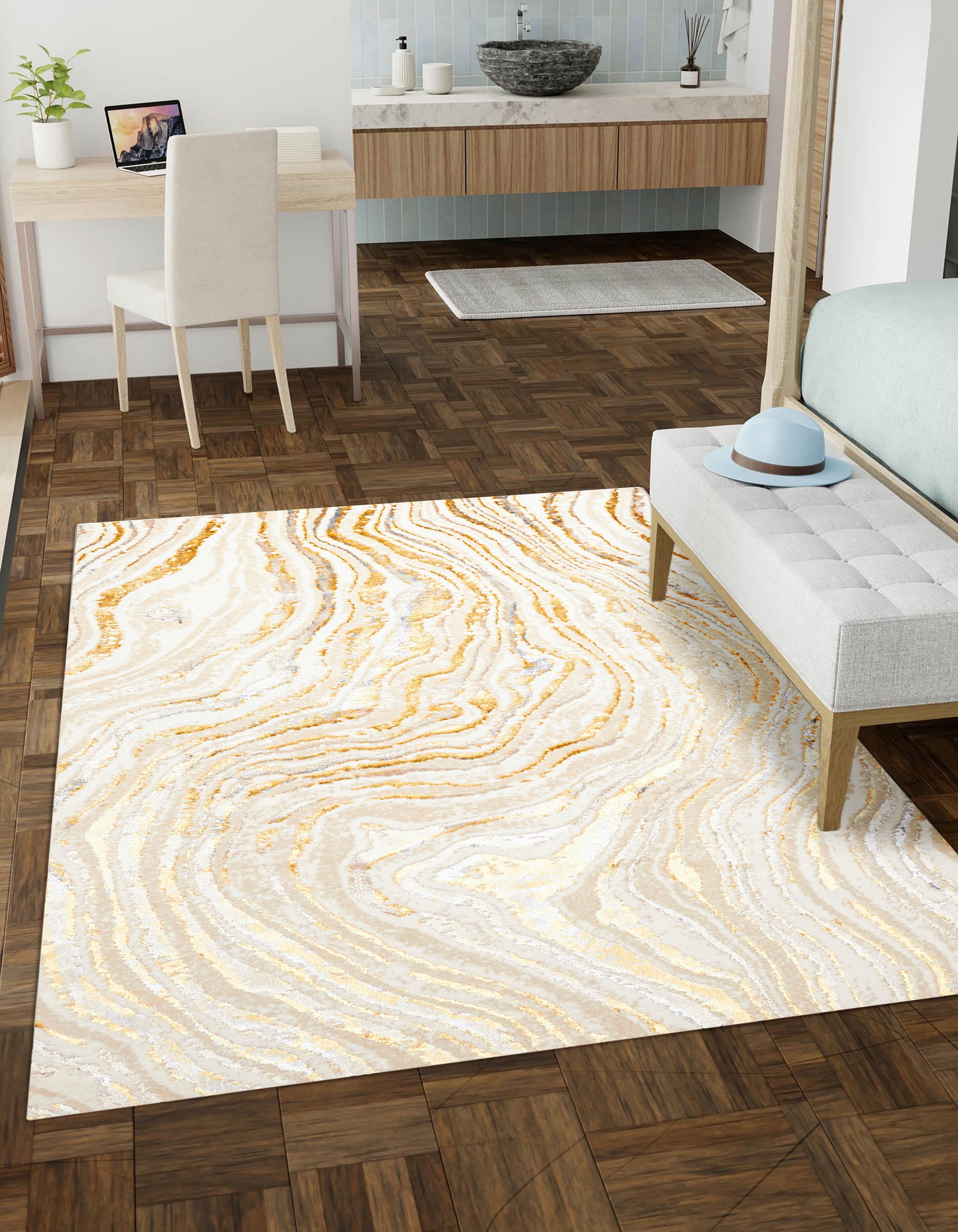 ECARPET Tapis Contemporain/Moderne Clara pour Salon, Chambre, Salle A Manger, Entrée, Couloir et Plus Encore.