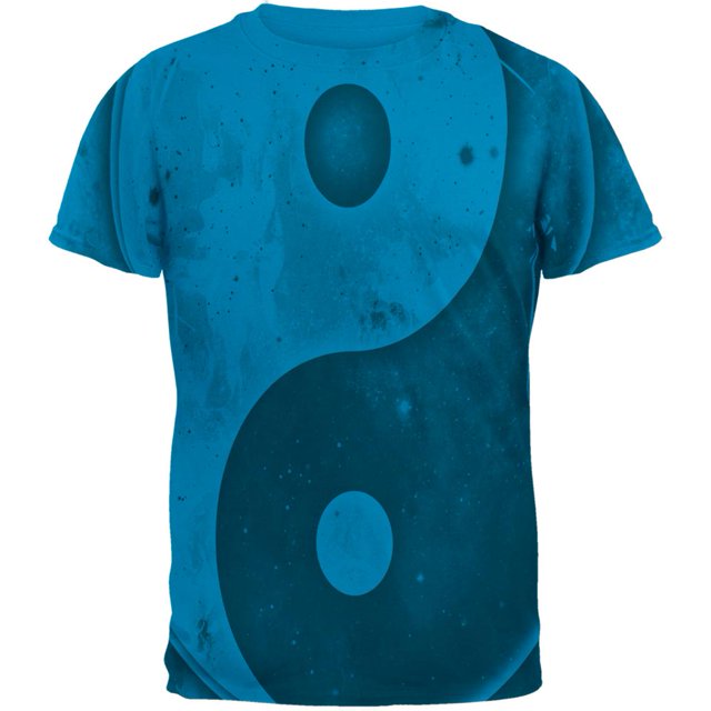 T-shirt pour Homme Galaxy Stars Yin Yang Usé