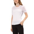 thumbnail image 4 of INSPIRE CHIC Women's Round Neck Lace Keyhole Back Puff Short Sleeve Tops M White, 4 of 5