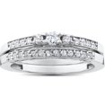 thumbnail image 1 of 1/2ct 3 Stone Engagement Wedding Ring Set 14K White Gold, 1 of 1
