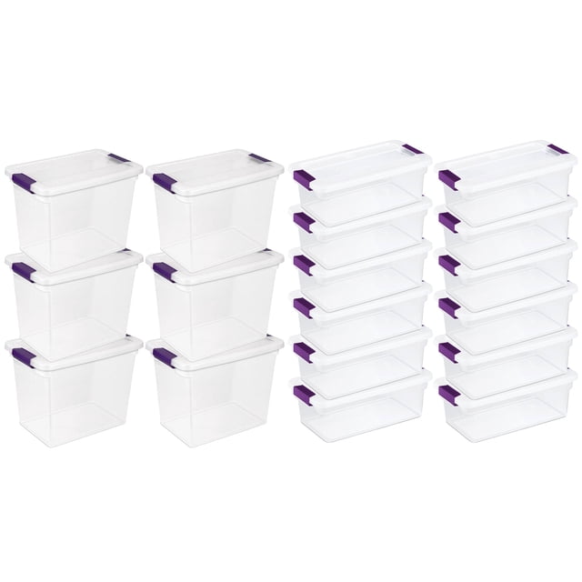 Sterilite Bac de Rangement de 27 Pintes, Lot de 6, et Bac de Rangement de 6 Pintes, Lot de 12