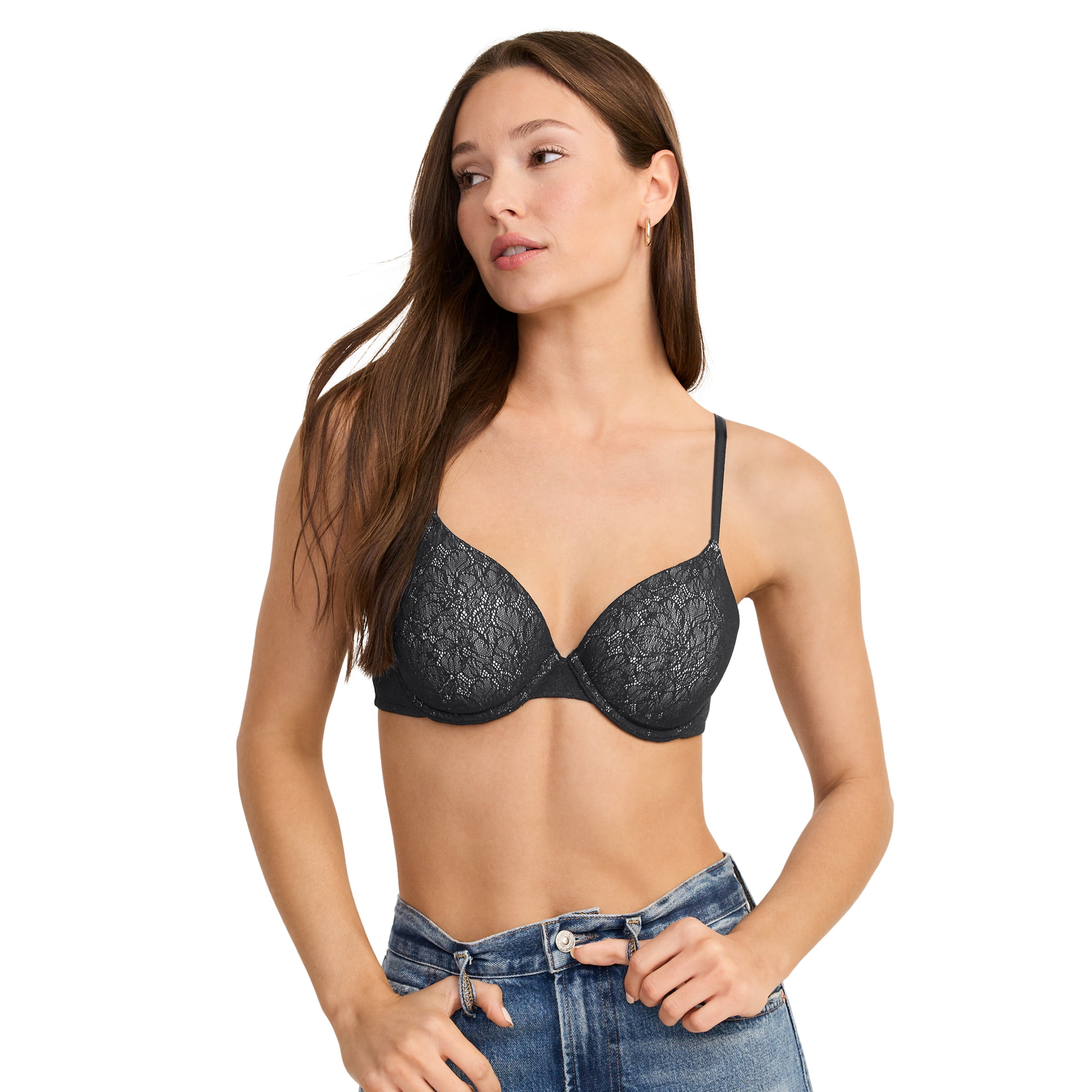 Jockey Women's Smooth & Sleek Lace Demi Coverage Underwire T-Shirt Bra