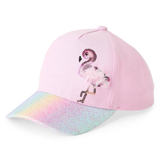 George Casquette de Baseball en Coton pour Filles, Rose Pâle, avec design à 5 Panneaux et Bouton sur la Couronne. Elle Présente un Arc-en-Ciel pastel Pailleté Courbé et un Graphique de Flamant Rose à Paillettes devant avec Détail tutu en tulle. Fabriquée en Coton Respirant 100 % avec Fermeture à Bouton-Pression Ajustable, Convient aux Activités de Plein Air Décontractées.