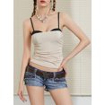 thumbnail image 4 of Gupgi Women Ruched Cami Tops Slim Camisole Spaghetti Strap Contrast Tank Top Sleeveless Going Out Tops, 4 of 9