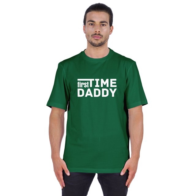Inkmeso Men's Graphic Printed "First Time Daddy" Short Sleeve Tee Shirt Jersey Shirt For Dad