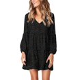 thumbnail image 2 of Ketyyh-chn99 Robe Femme Robe Évasée à Fleurs Robe Décontractée Mini Robe Ample Confortable à Rayures Manches Longues Longue Robe Noir,m, 2 of 5