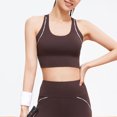 thumbnail image 2 of Virmaxy Womens High Impact Sports Bra Shock-Absorbing Gathering Collection and Complementary Breast Color Matching Edging No Wear Sports Bra Coffee-1 XL, 2 of 4