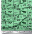 thumbnail image 1 of Soimoi Green Cotton Voile Fabric Coffee Time Text Print Sewing Fabric Yard 56 Inch Wide, 1 of 5