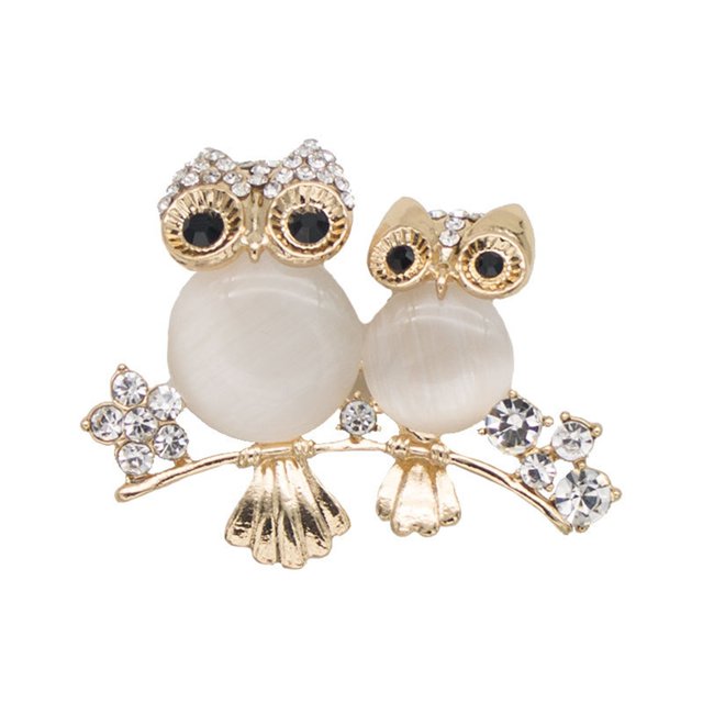 Canada Day Kcavykas Back to School Season,Diamond Opal Owl Brooch Alloy Rhinestone Jewelry