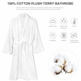 thumbnail image 2 of Full-Length Women Bathrobe, 100% Terry Cotton Sleepwear Soft Plush Long Robe Spa Kimono Robe, White, 2 of 8