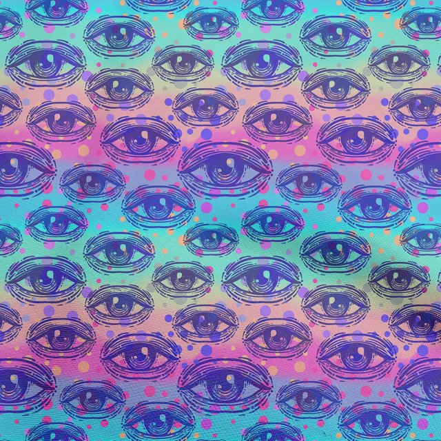 oneOone Cotton Poplin Turquoise Blue Fabric Conversational Eye Craft Projects Decor Fabric Printed By The Yard 56 Inch Wide