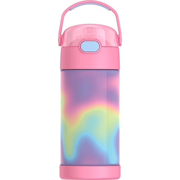 Thermos Kids Stainless Steel Vacuum Insulated Funtainer 12 oz Water Bottle with Flip Up Straw, Rainbow Cloud