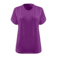 thumbnail image 4 of Birdeem Blouses pour Femmes T-Shirt de Sport pour Femmes Surdimensionné à Col en V à Manches Courtes Uni d'Été Chemise de Base, 4 of 12