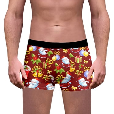 FhsagQ Underwear Breathable Underwear for Men Briefs Super Fit Men's Christmas Print Breathable Underwear Mens Underwear Boxers Briefs Long Leg 3Xl Men's Underwear Boxers Watermelon Red L