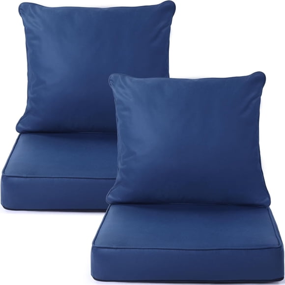 GHSDFBB 2 Sets Outdoor Seat Cushion Set Waterproof Patio Furniture Cushions Replacement Outdoor Couch Cushions Deep Seat Patio Chair Cushions 24x24 Inch for Chair Sofa and Couch (Sapphire Bl