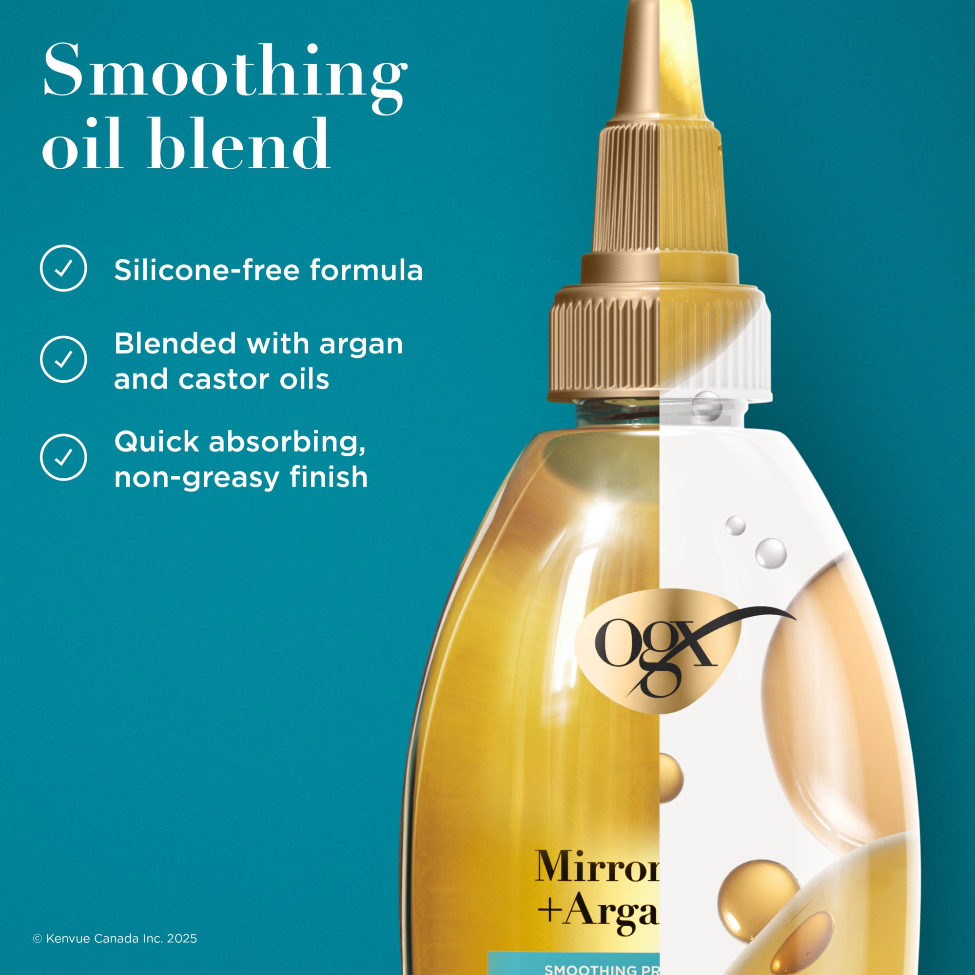OGX Mirror Shine + Argan Oil Pre-Wash Hair Gloss, Smoothing Rinse Out Treatment for 48 Hours of Glossy Shine* & Nourishing Repair, Lightweight Hair Oil Mends Split Ends***