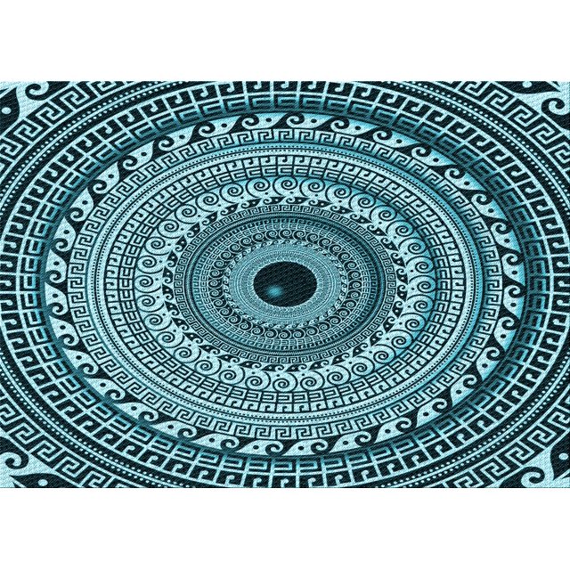 Ahgly Company Tapis d'Intérieur Rectangulaire Transitionnel Vert Sarcelle Profond Lavable à la Machine, 7 Pieds x 10 Pieds
