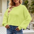 thumbnail image 2 of Timegard Chandails pour Femmes, Col Rond Court, Manches Longues, Épaules Tombantes, Chandail d'Automne Ample, Hauts Tricotés, 2 of 9