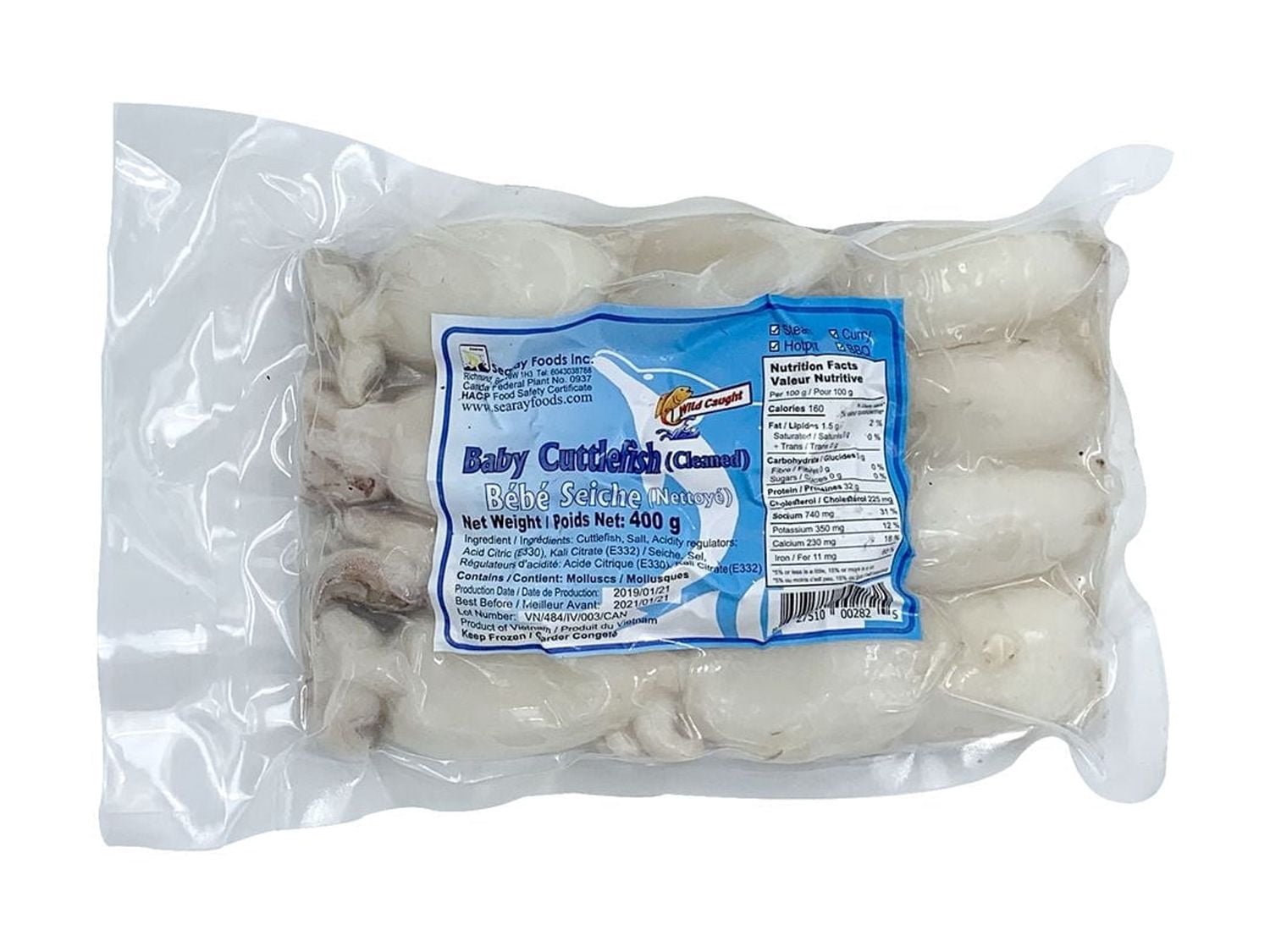 Searay Bébé Seiche, Sauvage, Congeleé, 400 g