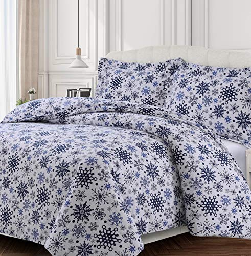 Tribeca Living SNFL170DUVETKI Duvet Set, King, Snowflakes