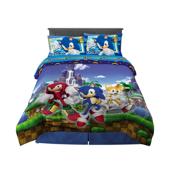 Franco Kids Bedding Super Soft Comforter and Sheet Set, 5 Piece Full Size, Sonic The Hedgehog, Anime