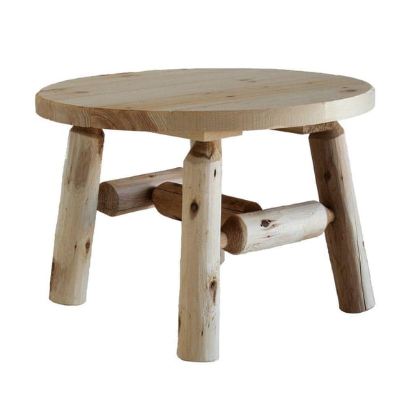 Lakeland Mills 25 Inch White Cedar Log Wood Round Patio Coffee Table, Natural