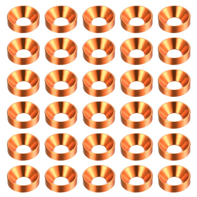 Unique Bargains Lot de 30 Rondelles à Encastrer M5 en Alliage d'Aluminium Anodisé pour Finition, Orange