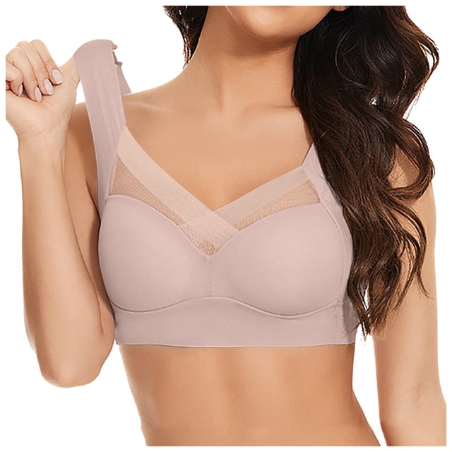 Kcodviy Women's Large Strapless Lace Bras for Women Packs Tank Top Thin Side Womens Bras Push Up Fold Side Breast Gather Women Bra Set and Plus Adjustable Bra