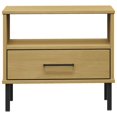 thumbnail image 2 of vidaXL Table de Chevet avec Pieds en Métal Bois Massif Pin Brun OSLO, 2 of 5