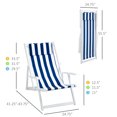 thumbnail image 3 of Outsunny Chaise Longue Pliante d'Extérieur - Ensemble de 1, Rayures Bleues et Blanches, 3 of 10