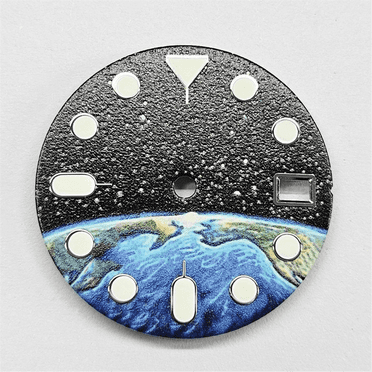 Montre Motif Terre Étoilée Lumineuse Verte 28.5mm, pour Mouvement NH35 NH36 NH70