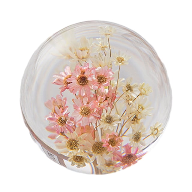 VONKY Resin Crystal Ball Enhancing Energy In Space Easily Portable Flower Crystal Ball Daisy red white 7cm 5Set