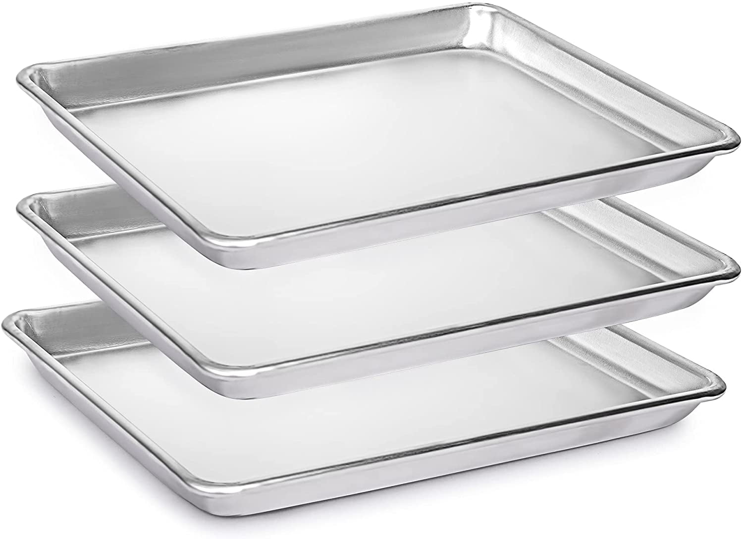 3 Pack Aluminum Baking Sheets, Commercial Quality, Restaurant Grade Quarter Size Rimmed Baking Pans (16 x 12 x 1 in)(40*30*2.5cm)