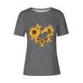 thumbnail image 4 of KIHOUT Nouveau Haut de Mode d'Été pour Femmes 2025, Haut Décontracté à Imprimé Floral pour Dames à Manches Courtes et Col Rond Gris P, 4 of 4