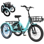 Mooncool Trike électrique pliant pour adultes, 20" Trike électrique pliable à pneus gras, 750W Moteur 48V Batterie amovible, 3 Vélo électrique roue avec devant & Panier arrière