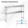 thumbnail image 4 of Costway Étagère Supérieure 48 Pouces 2 Niveaux pour Préparation et Table de Travail Étagère Inférieure Réglable en Acier Inoxydable, 4 of 10