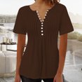 thumbnail image 2 of Timegard Hauts d'Été pour Femmes Grande Taille Plissés à Encolure en V Échancrée à Manches Courtes T-Shirts Confortables Tunique Décontractée, 2 of 4