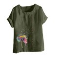 thumbnail image 4 of XZNGL Summer Tops for Women Sexy Women Summer Sexy Print Regular Button Round Neck Short Sleeve Women Short Sleeves Top Womens Short Sleeve Tops Sexy Summer Tops for Women Short Sleeve Tops, 4 of 9