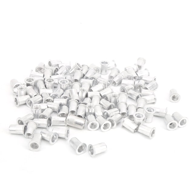 Pull Riveting Nuts, 100 Pcs Aluminum Galvanized Flat Head Threaded Insert Nut Vertical Hardware Accessories