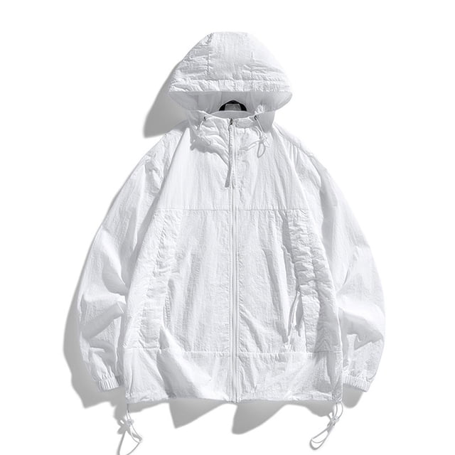 RXIRUCGD Ensemble de Protection Solaire pour Homme Veste Décontractée à Manches Longues avec Capuchon, Blanc, Taille : M