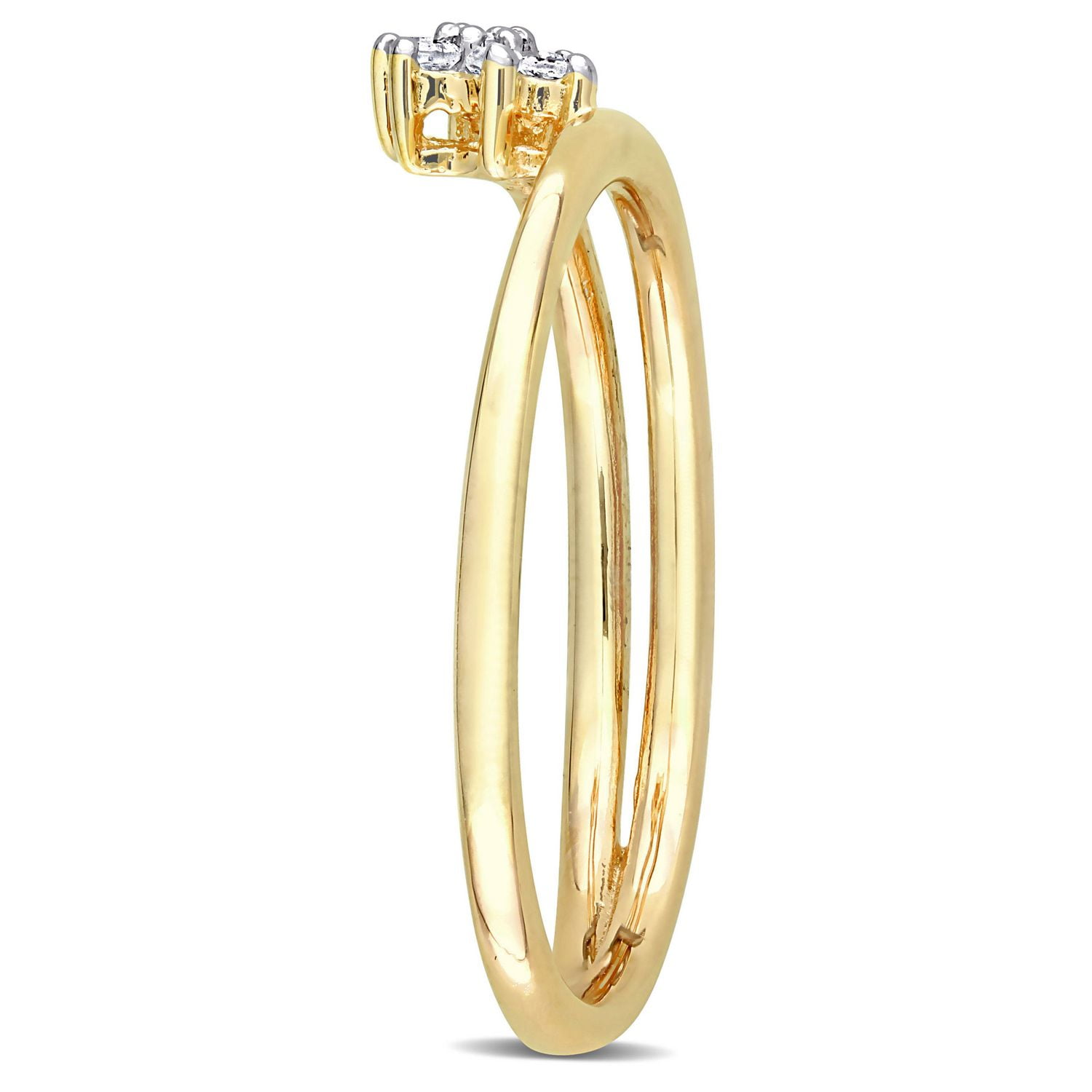 Bague de Promesse florale torsadée Miabella d'accent de diamant en Argent Sterling Plaqué Jaune