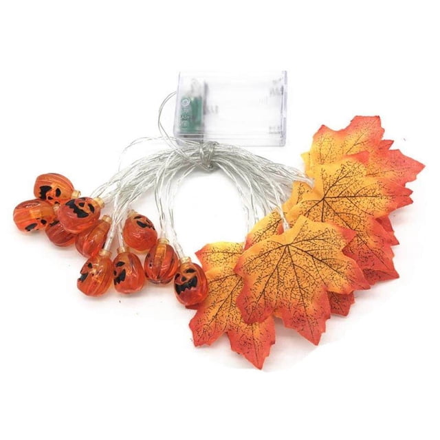 Halloween Maple Leaf Light String LED Lighted Garden Yard Fence Pumpkin Garland for Home Halloween Decoration Type 6