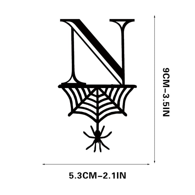 Spider Halloween Decoration Hang Tag Set with 26 Iron Letters 5.3 cm x 9 cm, Black Rope Included