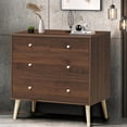 thumbnail image 4 of Gymax 4-Drawer Dresser Chest Cabinet Storage Organizer Rubber Leg W/Rail Walnut Finish, 4 of 10