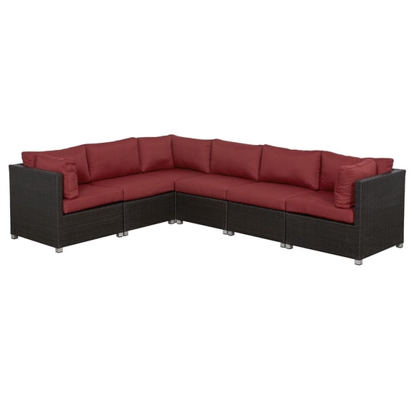 Innesbrook Collection Ensemble de conversation de patio en aluminium 6 pièces avec coussins rouges